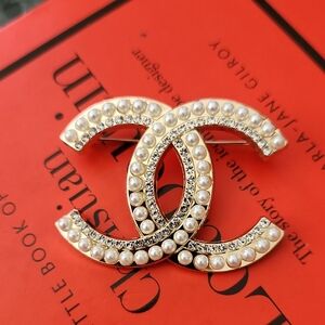 Upcycled Gold and Pearl Embellished Brooch